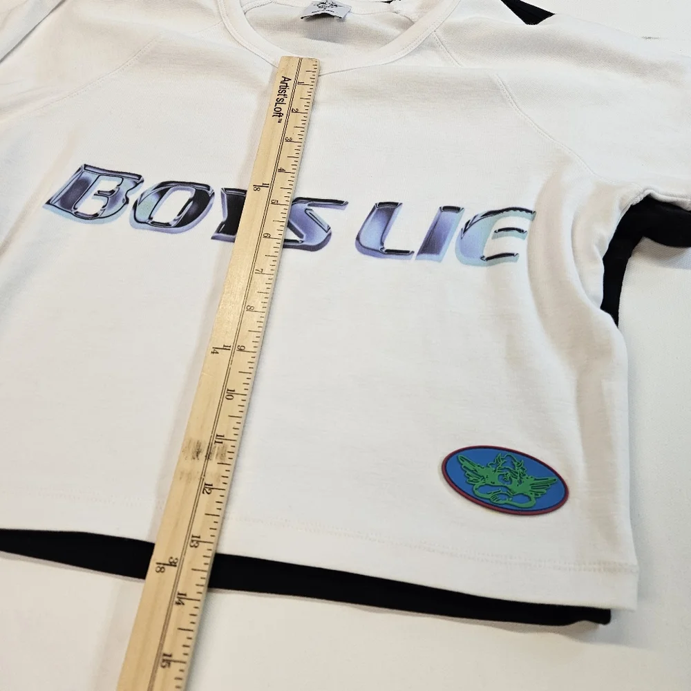 Set Of 2 Boys Lie Gotta Jet All Yours Crop Tee Size Small $60 Each Retail. - Picture 8 of 9